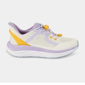 Stylish Women's Sneakers in Cream, Purple, and Yellow